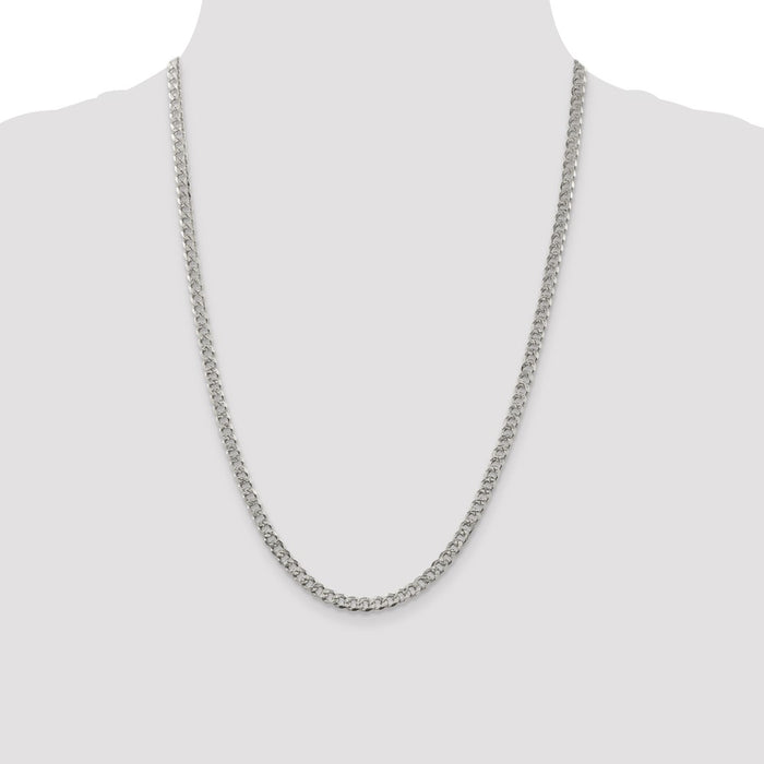 High-Quality 4.5mm Pav Curb Chain in Sterling Silver - Stylish & Affordable!-4