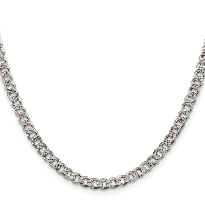 Buy Stylish Rhodium-Plated Sterling Silver 4.5mm Pave Curb Chain - Luxury Value!-2