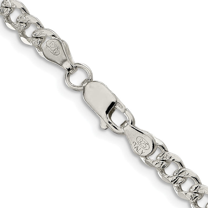 Buy Stylish Rhodium-Plated Sterling Silver 4.5mm Pave Curb Chain - Affordable Luxury-3