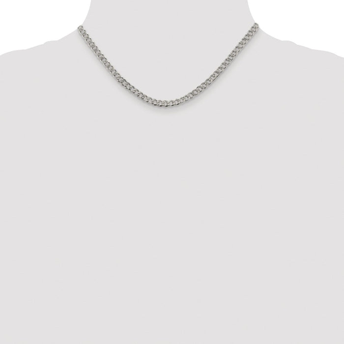 Exclusive Rhodium-Plated Sterling Silver 4.5mm Pav Curb Chain - Stylish Value-4