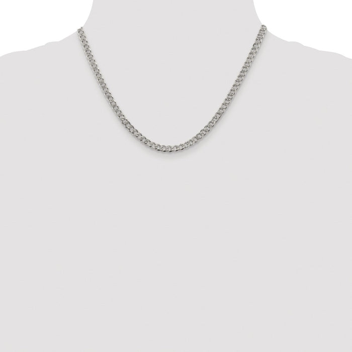 Buy Stylish Rhodium-Plated Sterling Silver 4.5mm Pav Curb Chain - Luxury Value-4