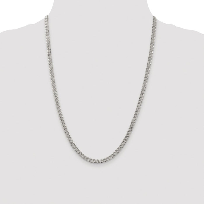 Buy Stylish Rhodium-Plated Sterling Silver 4.5mm Pav Curb Chain - Affordable Elegance-4