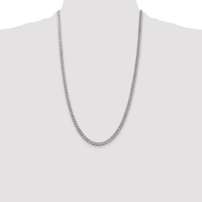 Buy Stylish Rhodium-Plated Sterling Silver 4.5mm Pave Curb Chain - Luxury Value!-4