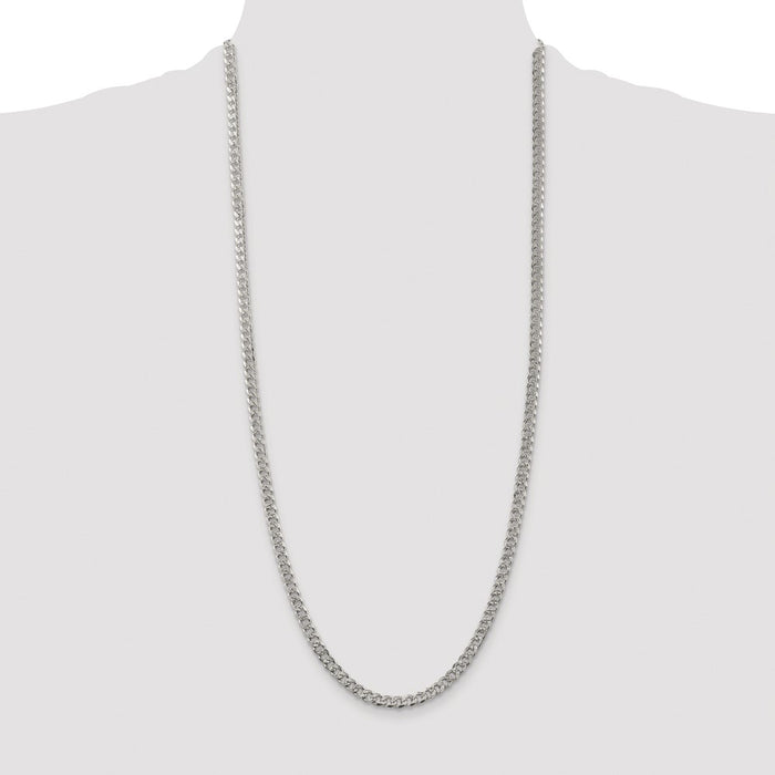 High-Quality Rhodium-Plated Sterling Silver 4.5mm Curb Chain - Stylish Value!-4