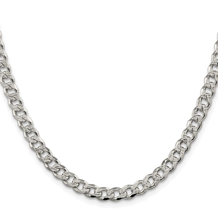 Order Stylish 5.5mm Pav Curb Chain in Rhodium-Plated Sterling Silver-2