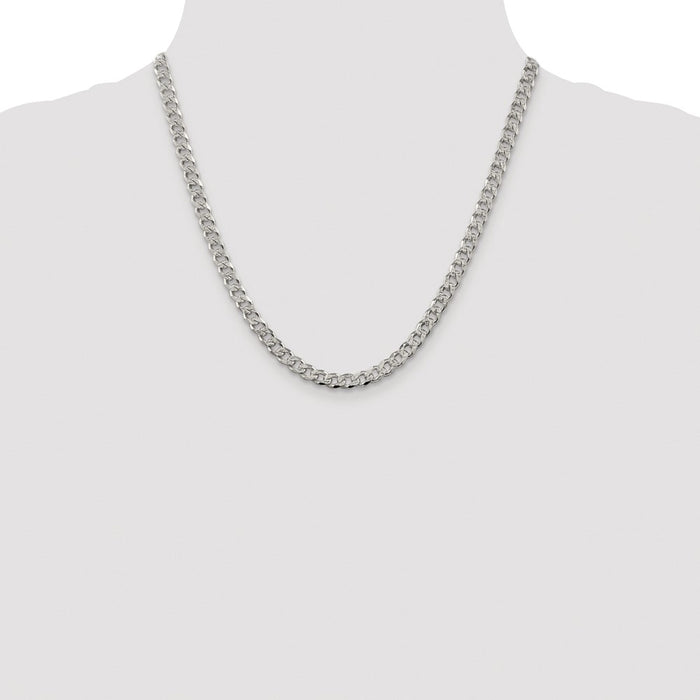Buy Exclusive 5.5mm Rhodium-Plated Sterling Silver Pav Curb Chain - Stylish Value!-4