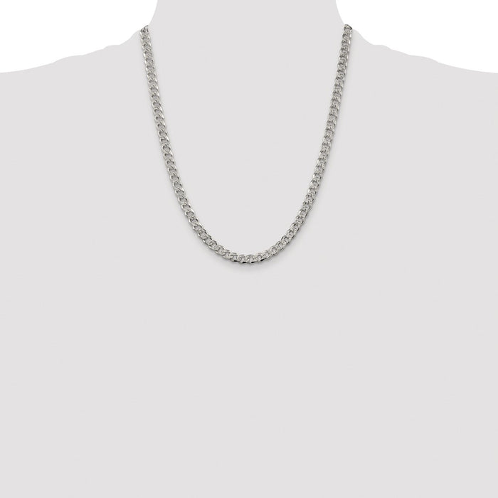 Buy Stylish Rhodium-Plated Sterling Silver 5.5mm Pav Curb Chain - Luxury Value!-4