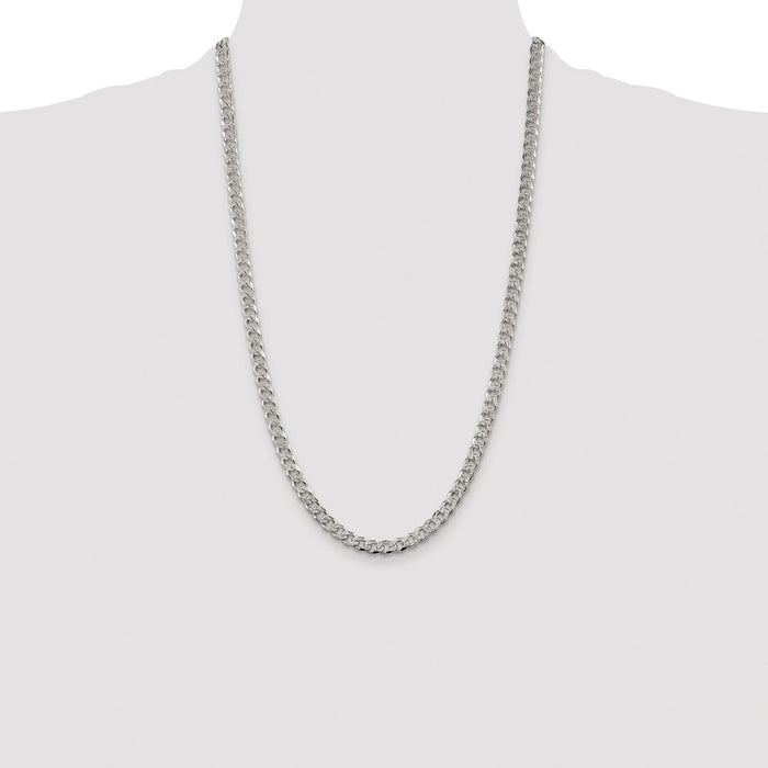 Buy Stylish Rhodium-Plated Sterling Silver 5.5mm Pav Curb Chain - Affordable Luxury!-4