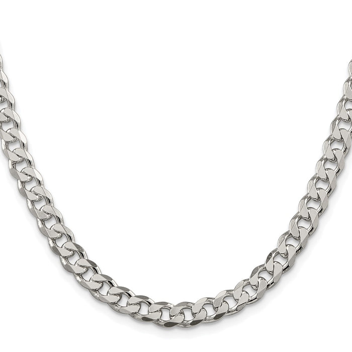 Exclusive Rhodium-Plated 7mm Sterling Silver Pav Curb Chain - Stylish Value-2