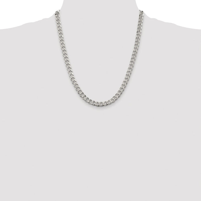 Buy Exclusive 7mm Rhodium-Plated Pav Curb Chain in Stylish Sterling Silver-4
