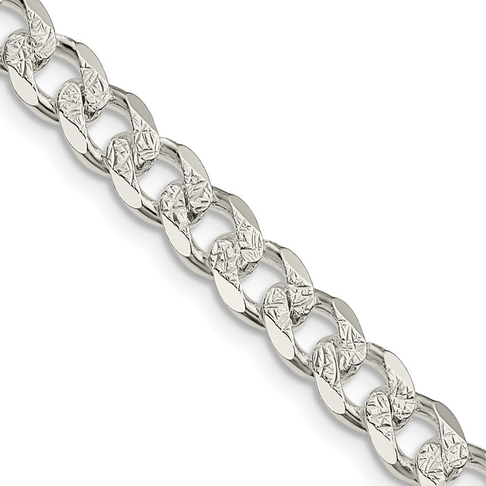 High-Quality 7mm Pav Curb Chain in Sterling Silver - Stylish & Affordable!-1
