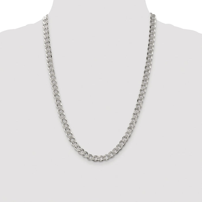 Buy Stylish Rhodium-Plated Sterling Silver 7.5mm Pav Curb Chain - Affordable Luxury-4