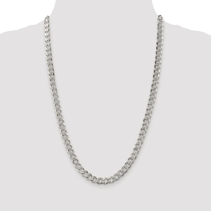 Buy Stylish Rhodium-Plated Sterling Silver 7.5mm Pav Curb Chain - Luxury Value-4