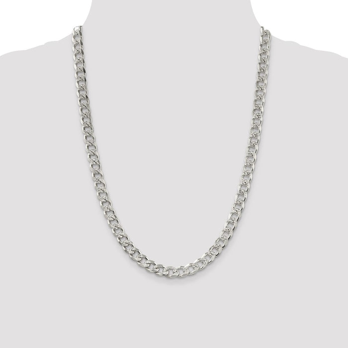 High-Quality 8.3mm Sterling Silver Pav Curb Chain Necklace - Stylish Value!-4