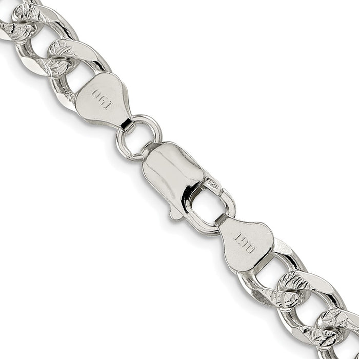 Buy Stylish Rhodium-Plated Sterling Silver 8.3mm Pav Curb Chain - Affordable Elegance-3