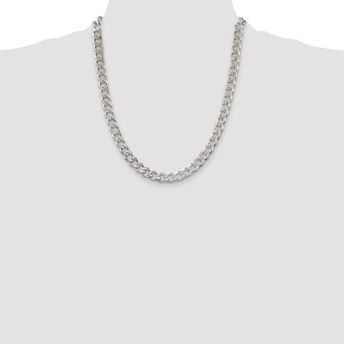 Buy Stylish Rhodium-Plated Sterling Silver 8.3mm Pav Curb Chain - Luxury Value-4