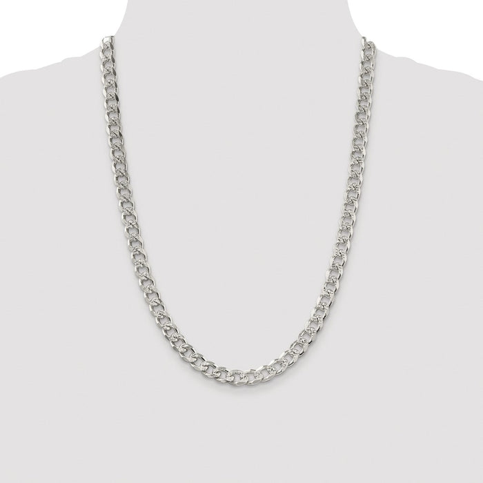 Buy Stylish Rhodium-Plated Sterling Silver 8.3mm Pav Curb Chain - Affordable Luxury!-4