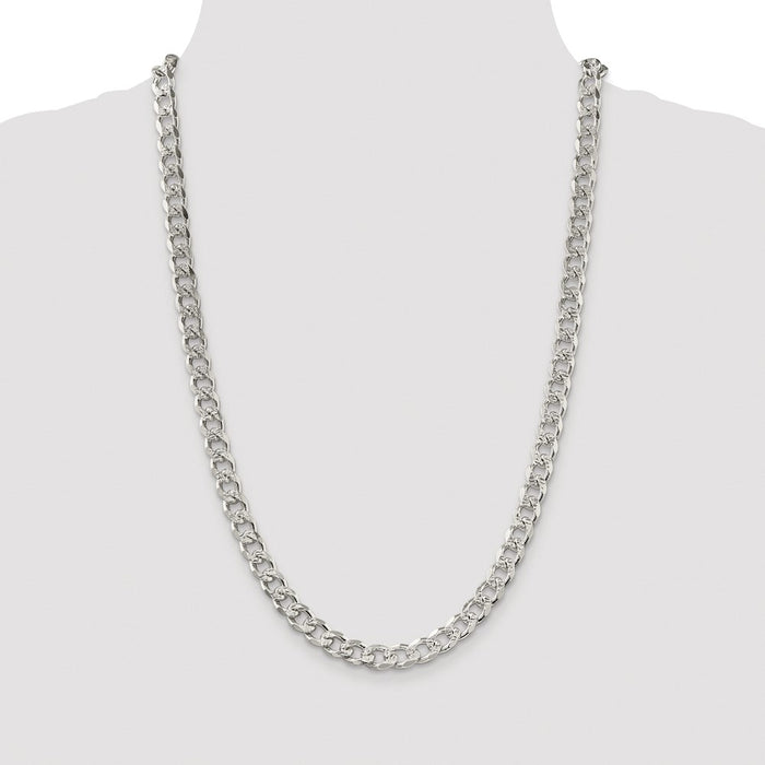 Buy Exclusive Rhodium-Plated 8.3mm Sterling Silver Curb Chain - Stylish Value!-4