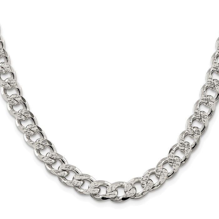 Exclusive Rhodium-Plated Sterling Silver 9.3mm Pav Curb Chain - Stylish Value-2