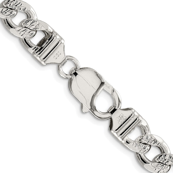 Exclusive Rhodium-Plated Sterling Silver 9.3mm Pav Curb Chain - Stylish Value-3