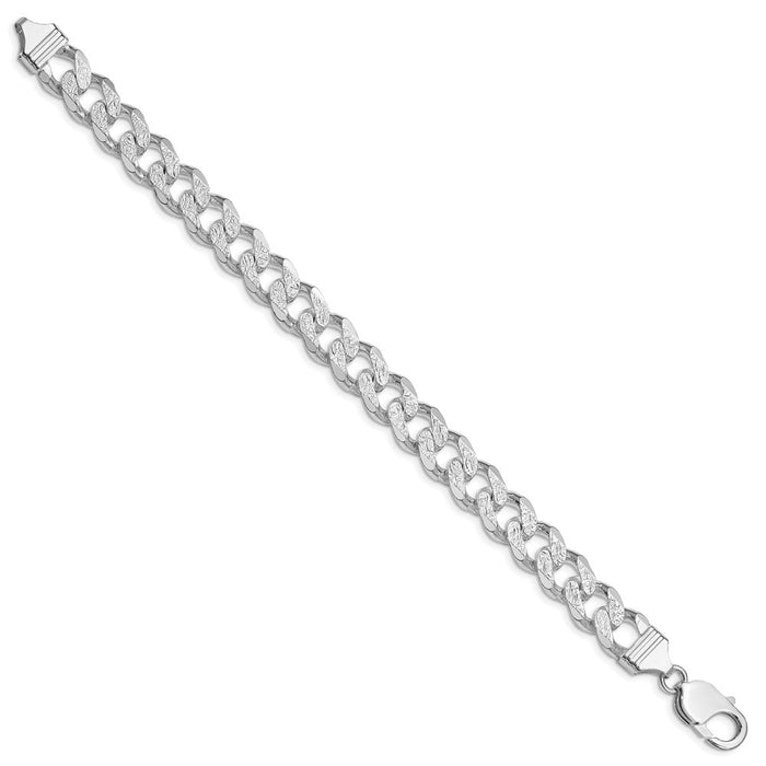 Designer Rhodium-Plated Sterling Silver 11mm Pav Curb Chain - Stylish Value!-2