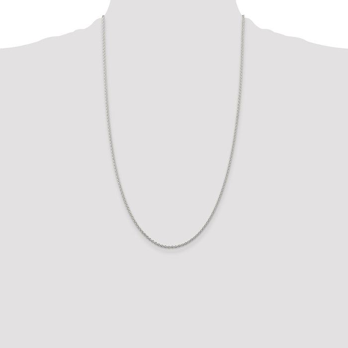 Buy Exclusive Rhodium-Plated Sterling Silver 1.95mm Cable Chain - Stylish Value!-4