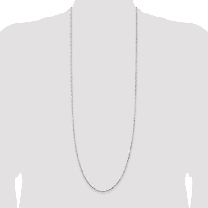 Buy Stylish Rhodium-Plated Sterling Silver 1.95mm Cable Chain - Affordable Luxury-4