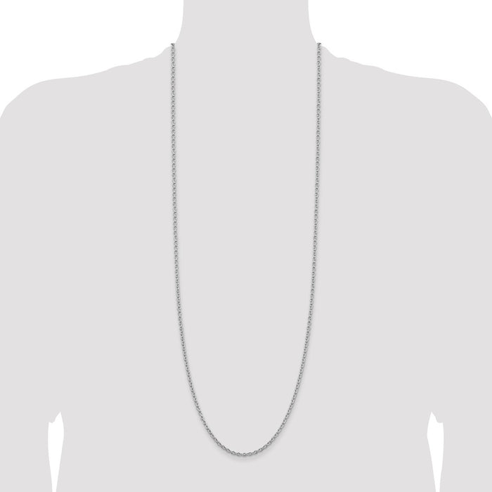 Buy Stylish Rhodium-Plated Sterling Silver 2.75mm Cable Chain - Affordable Luxury-4