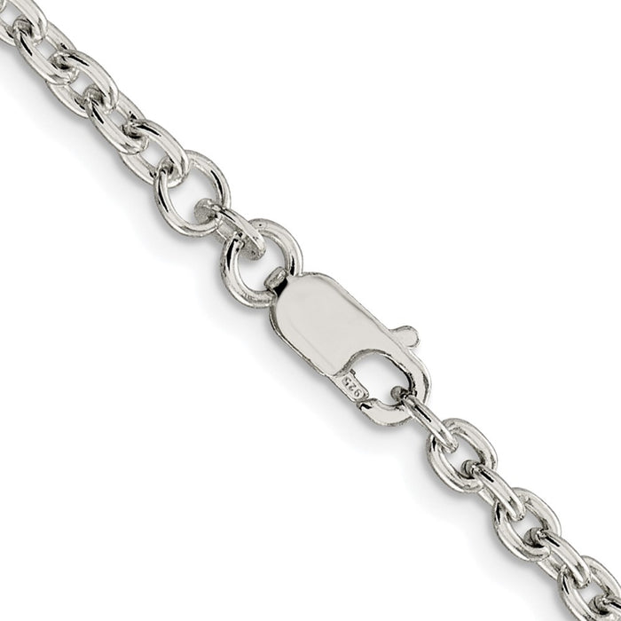High-Quality Rhodium-Plated 3.5mm Sterling Silver Cable Chain - Stylish Value!-3