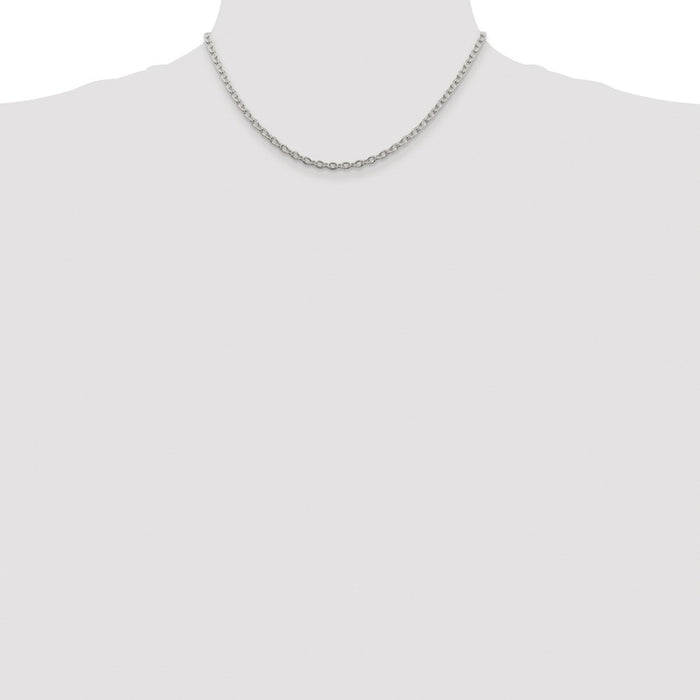 Buy Stylish Rhodium-Plated Sterling Silver 3.5mm Cable Chain - Affordable Luxury!-4