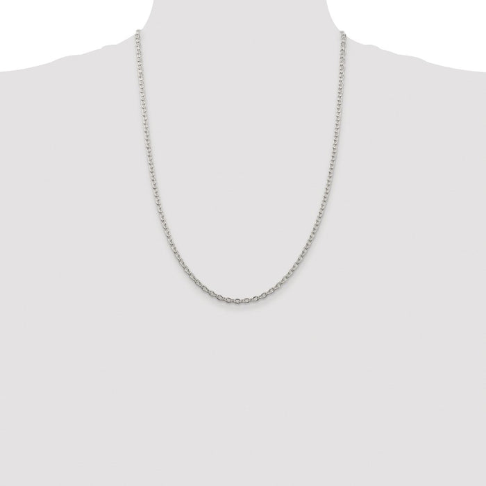 High-Quality Rhodium-Plated 3.5mm Sterling Silver Cable Chain - Stylish Value!-4