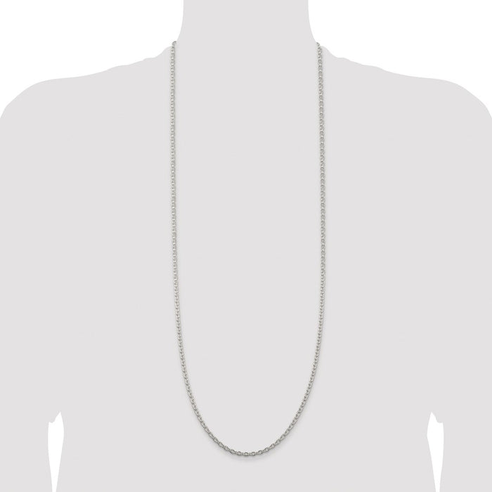 Buy Exclusive Rhodium-Plated Sterling Silver 3.5mm Cable Chain - Stylish Value!-4