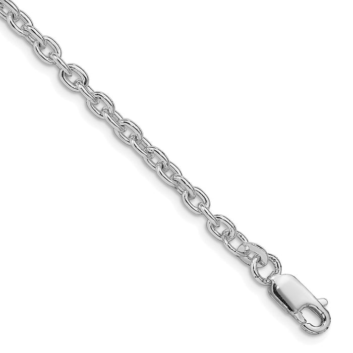 Buy Stylish Rhodium-Plated Sterling Silver 3.5mm Cable Chain - Affordable Luxury-1