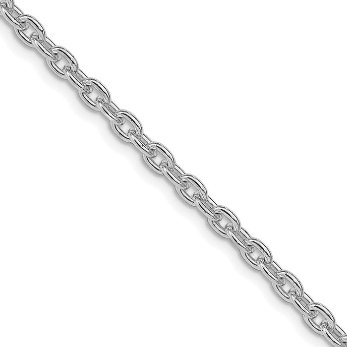 Buy Stylish Rhodium-Plated Sterling Silver 3.5mm Cable Chain - Affordable Luxury-1