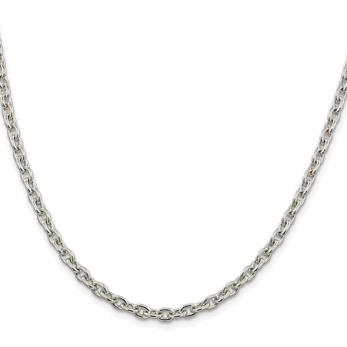 High-Quality Rhodium-Plated Sterling Silver 4.5mm Cable Chain - Stylish Value!-2