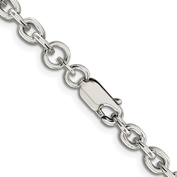 Buy Stylish Rhodium-Plated Sterling Silver 4.5mm Cable Chain - Affordable Quality-3