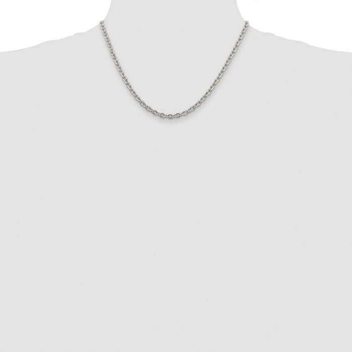 Buy Stylish Rhodium-Plated Sterling Silver 4.5mm Cable Chain - Affordable Quality-4