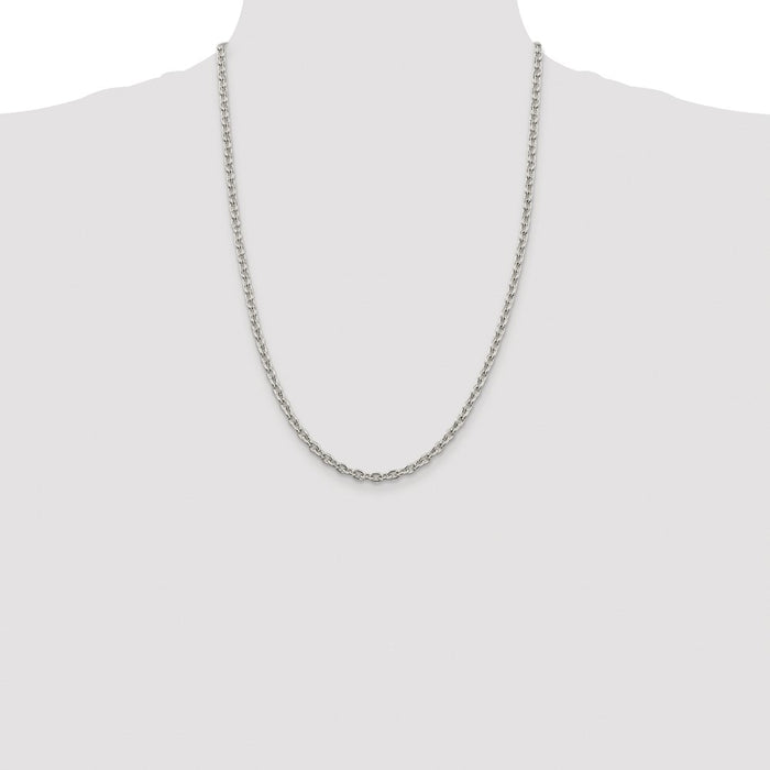 Buy Stylish Rhodium-Plated Sterling Silver 4.5mm Cable Chain - Affordable Luxury!-4