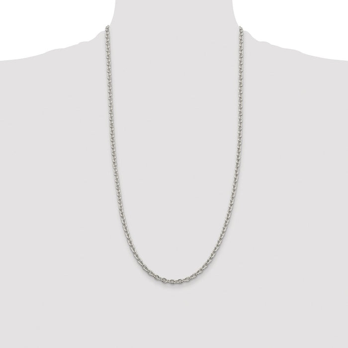 High-Quality Rhodium-Plated Sterling Silver 4.5mm Cable Chain - Stylish Value-4