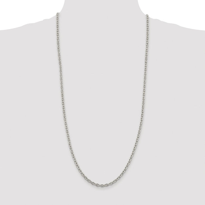 High-Quality Rhodium-Plated Sterling Silver 4.5mm Cable Chain - Stylish Value!-4