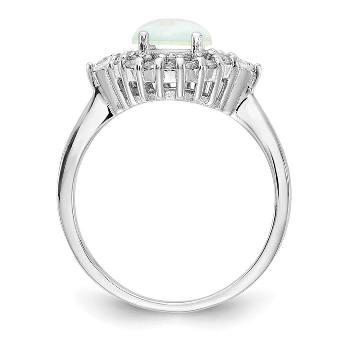 Shop Exclusive Cheryl M Sterling Silver Rhodium-Plated Opal & CZ Ring - Stylish Value!-2