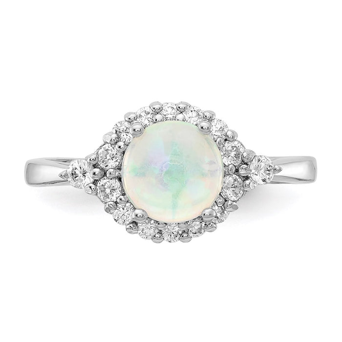 Shop Exclusive Cheryl M Sterling Silver Rhodium-Plated Opal & CZ Ring - Stylish Value!-4