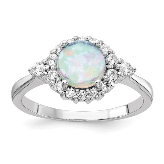 Shop Exclusive Cheryl M Sterling Silver Rhodium-Plated Opal & CZ Ring - Stylish Value!