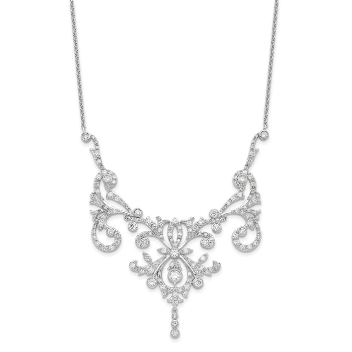 Exclusive 17-Inch Sterling Silver Necklace with CZ | Stylish Rhodium-Plated Design-2