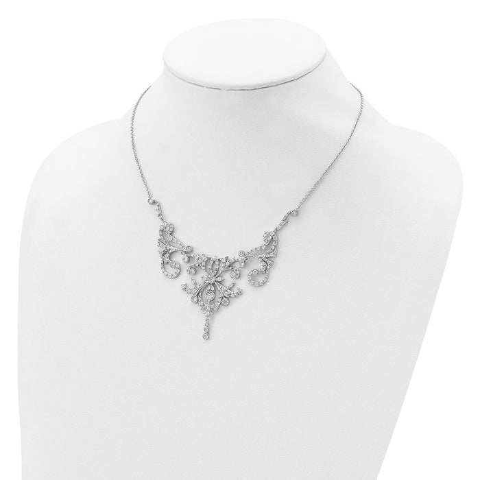Exclusive 17-Inch Sterling Silver Necklace with CZ | Stylish Rhodium-Plated Design-3