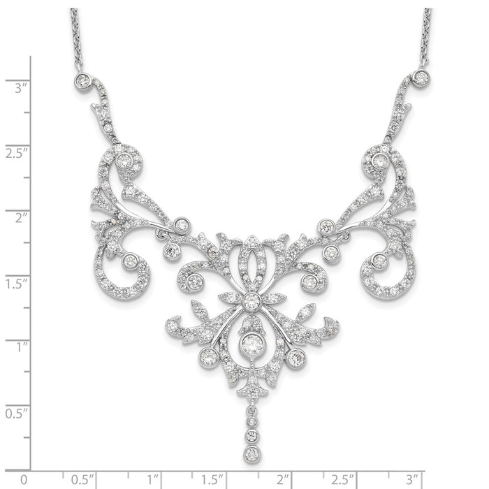 Exclusive 17-Inch Sterling Silver Necklace with CZ | Stylish Rhodium-Plated Design-4