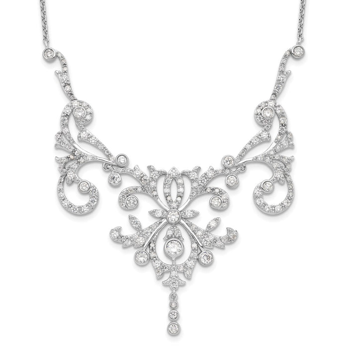 Exclusive 17-Inch Sterling Silver Necklace with CZ | Stylish Rhodium-Plated Design-1