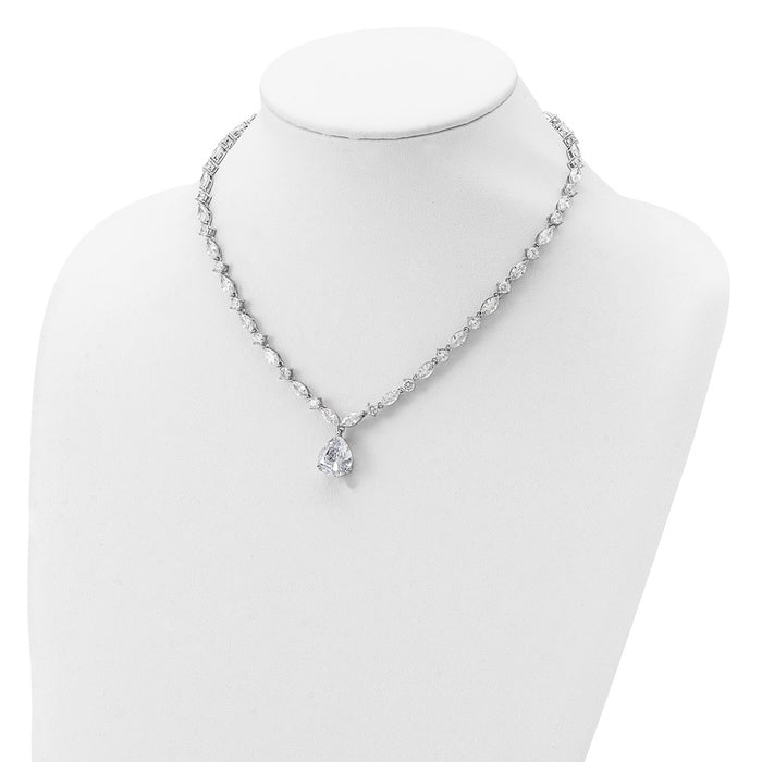 Buy Exclusive 17-Inch Sterling Silver Necklace with CZs | Stylish Rhodium-Plated Design-4