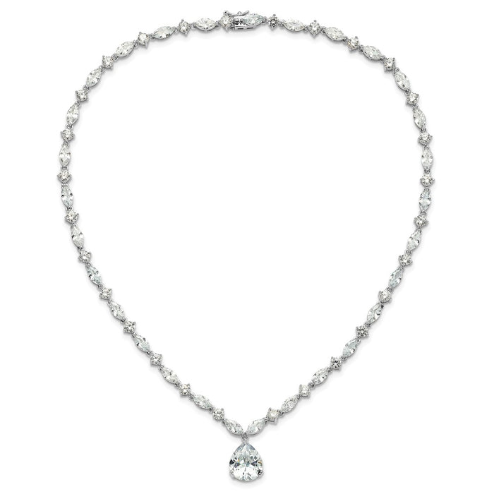Buy Exclusive 17-Inch Sterling Silver Necklace with CZs | Stylish Rhodium-Plated Design-5