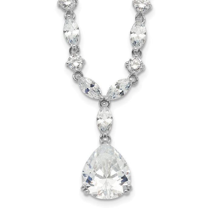 Buy Exclusive 17-Inch Sterling Silver Necklace with CZs | Stylish Rhodium-Plated Design-1